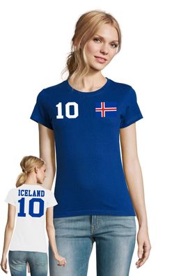 Fußball Hand Meister EM WM Damen Shirt Trikot Island Iceland Wunschname Nummer