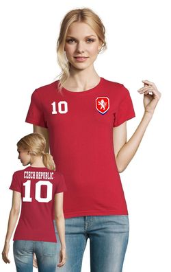 Fußball EM WM Damen Fun Shirt Trikot Czech Republic Tschechien Wunschname Nummer