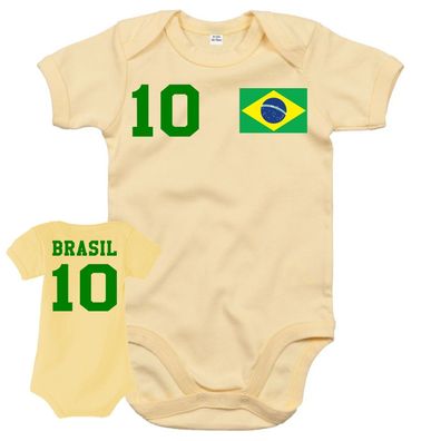 Fußball Weltmeister Copa WM Baby Strampler Body Brasilien mit Wunschname NUMMER