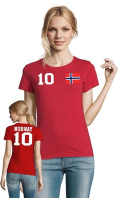 Fußball Meister Hand EM WM Damen Shirt Trikot Norwegen Norway Wunschname Nummer