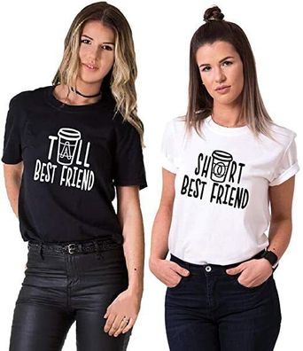 Blondie & Brownie Best Friends BFF Bestie Damen T-Shirt Shirts im Set Short Tall