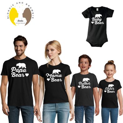 Blondie & Brownie Mama Papa Baby Brother Sister BEAR Partner Familien Shirt Set