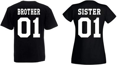 Blondie & Brownie Fun Herren Damen T-Shirt Brother Sister 01 Wunschzahl Bro Sis