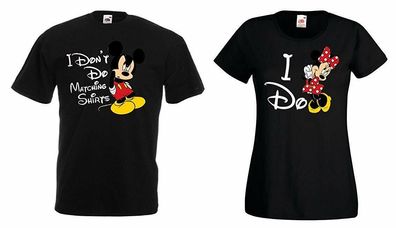 Blondie & Brownie Fun Mickey Minnie Matching Shirt T-Shirt Partner Pärchen Queen
