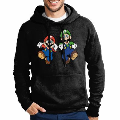Blondie & Brownie Herren Fun Hoodie Pullover Mario Luigi Super Nintendo Yoshi
