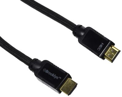 Brooklyn HQ 2m HDMI-Kabel 4K 3D Full HD Ethernet Stecker Gold für TV PS4 PS3 etc