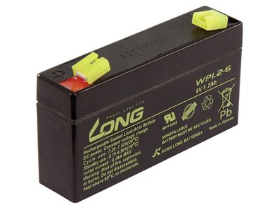 Bleiakku KUNG LONG ''WP1.2-6'' 6V/1,2Ah, 97x25x52mm, 0,3kg