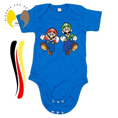 Blondie & Brownie Fun Baby Strampler Body Shirt Super Mario Luigi Yoshi Nintendo