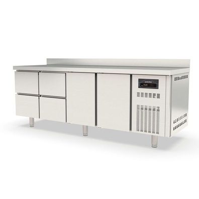 Topline Kühltisch 700 / 4-fach GN1/1 mit 4 Schubladen / 2 Türen & Aufkantung