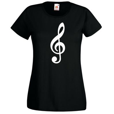 Blondie & Brownie Fun Damen Fun T-Shirt Shirt Noteschlüssel Music Harmonie Musik