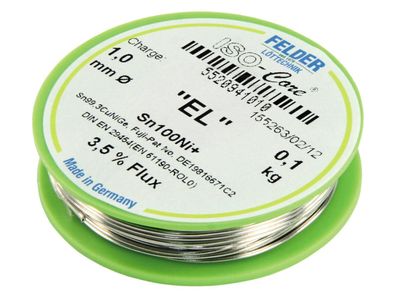 Lötzinn auf Rolle FELDER ISO-Core ''EL'', 1,0mm, 100g, bleifrei (Sn100%Ni + )
