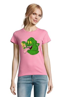 Blondie & Brownie Damen Fun Shirt Slimer Monster Pizza Ghostbusters Geisterjäger