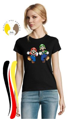 Blondie & Brownie Damen Fun Shirt Mario Luigi Super Nintendo Yoshi Peach Konsole
