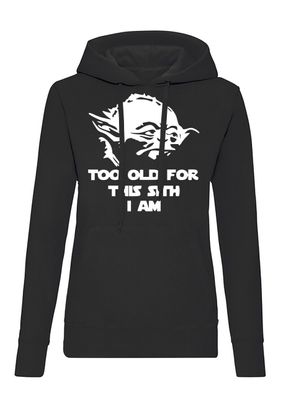 Blondie & Brownie Damen Hoodie Pullover Too Old For This Sith I Am Jedi Yoda R2