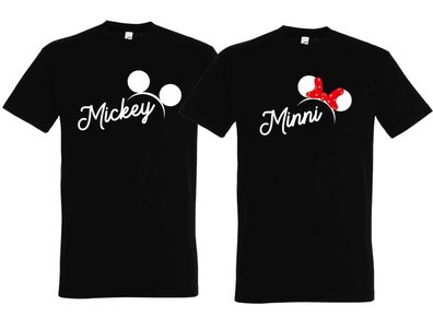 Blondie & Brownie Fun Mickey Minnie Schleife Partner Shirt Pärchen Queen T-Shirt