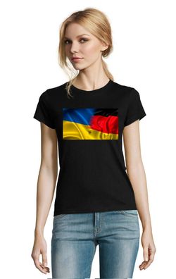 Blondie & Brownie Damen T-Shirt Logo Germany Stand with Ukraine War Fuck Putin