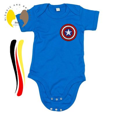 Blondie & Brownie Baby Kinder Strampler Body Shirt Captain America Patch Stick