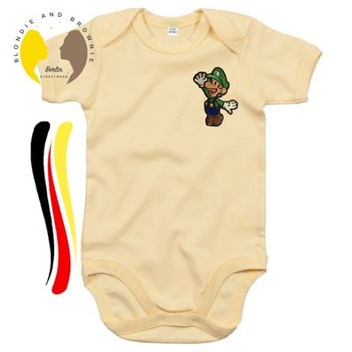 Blondie & Brownie Baby Kinder Strampler Body Shirt Luigi Patch Mario Toad Yoshi