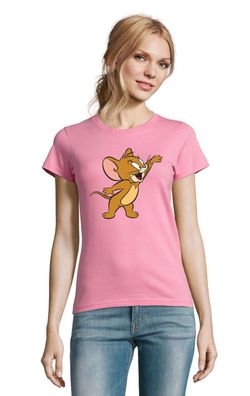 Blondie & Brownie Damen Fun Shirt Jerry Tom Maus Katze Cartoon Comic Geek Nerd