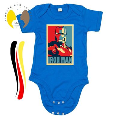 Blondie & Brownie Fun Baby Strampler Body Shirt Iron Man Popart Stark Universe