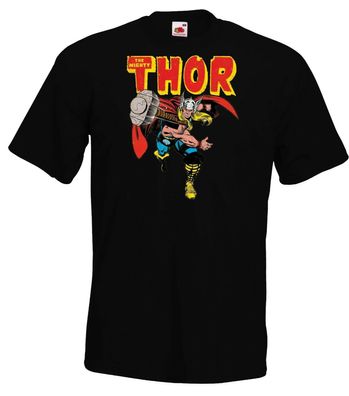 Blondie & Brownie Fun Herren T-Shirt Mighty Thor Cartoon Loki Iron Man Nerd Geek