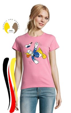 Blondie & Brownie Damen Fun T-Shirt Donald Angry Duck Wütend Mickey Minnie Daisy