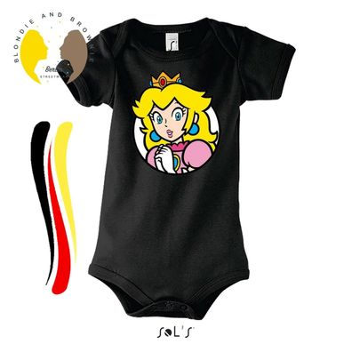 Blondie & Brownie Fun Baby Strampler Body Shirt Peach Prinzessin Mario Nintendo