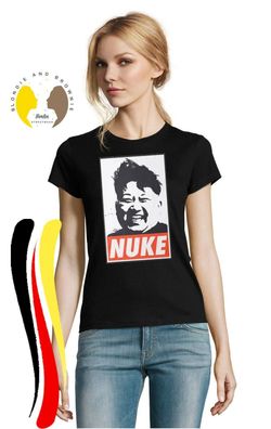 Blondie & Brownie Damen Fun T-Shirt Nuke Atom Bomb Nordkorea Diktator Bombe