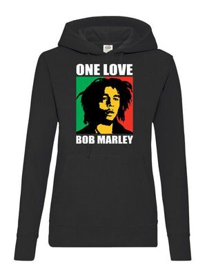 Blondie & Brownie Damen Hoodie Pullover Kapuze One Love Bob Marley Weed Smoke