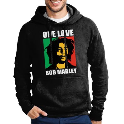 Blondie & Brownie Herren Hoodie Pullover One Love Bob Marley Weed Smoke 420 Gras
