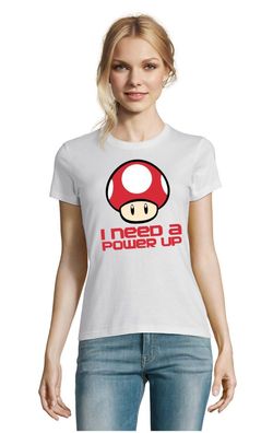 Blondie & Brownie Damen Fun T-Shirt Power Level Up Pilz Mario Yoshi Luigi Yoshi