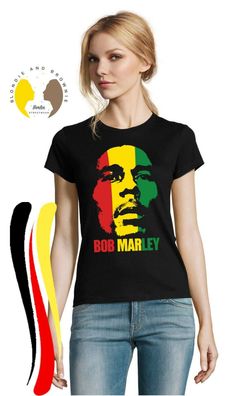 Blondie & Brownie Damen Fun T-Shirt One Bob Marley Love Weed Smoke 420 Gras
