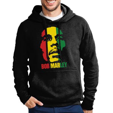 Blondie & Brownie Herren Hoodie Pullover One Love Bob Marley Weed Smoke Gras 420