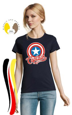 Blondie & Brownie Fun Damen T-Shirt Avengers Captain America Retro Iron Man Thor