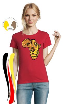 Blondie & Brownie Damen Fun T-Shirt Afrika Lion Löwe König Simba Tiger Malcolm