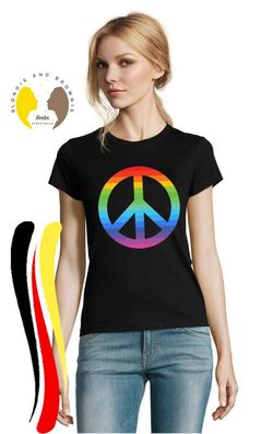 Blondie & Brownie Damen Fun T-Shirt Peace LGBTQ Gay Frieden Pride Afrika No War