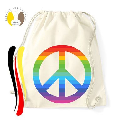 Blondie & Brownie Baumwoll Beutel Tasche Peace LGBTQ Gay Frieden Pride Afrika