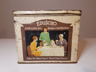 Alte Eduscho Original Kaffee Tee Kakao Blechdose Eduard Schopf Bremen um 1960