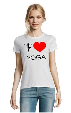 Blondie & Brownie Damen T-Shirt I Love Yoga Liebe Zen Namaste Peace Meditation
