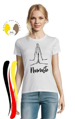 Blondie & Brownie Damen Fun T-Shirt Namaste Yoga Spiritualität Meditation Peace