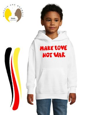 Blondie & Brownie Kinder Hoodie Pullover Make Love Not War Peace Welt Frieden