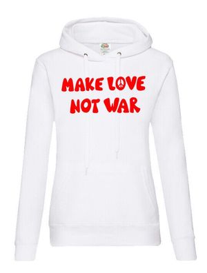 Blondie & Brownie Damen Hoodie Pullover Make Love Not War Peace Welt Frieden