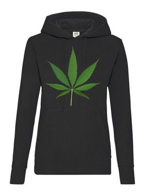 Blondie & Brownie Fun Damen Hoodie Pullover Hanf Weed Cannabis Blatt 420 Dope