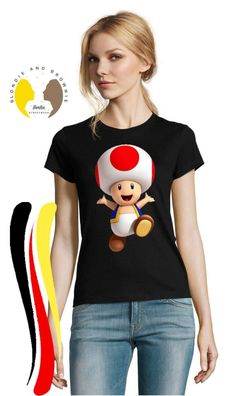 Blondie & Brownie Damen Shirt Toad Mushroom Luigi Nintendo Mario Cartoon Pilz