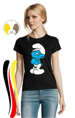 Blondie & Brownie Damen T-Shirt Schlaubi Schlumpf Schlümpfe Cartoon Zeichentrick