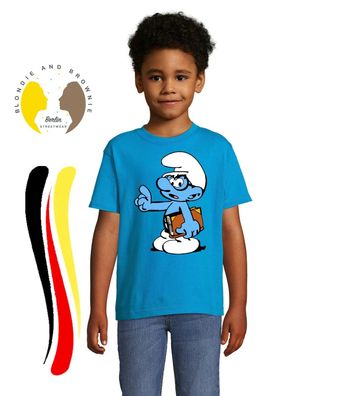 Blondie & Brownie Kinder Shirt Schlaubi Schlumpf Buch Lustig Cartoon Schlümpfe