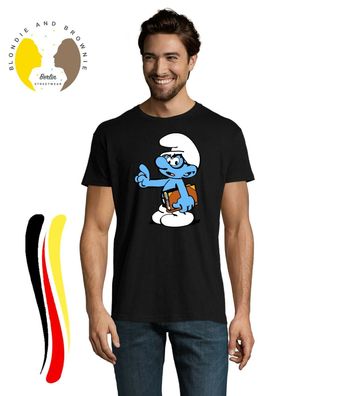 Blondie & Brownie Herren Fun Shirt Schlaubi Schlumpf Buch Cartoon Schlümpfe Papa