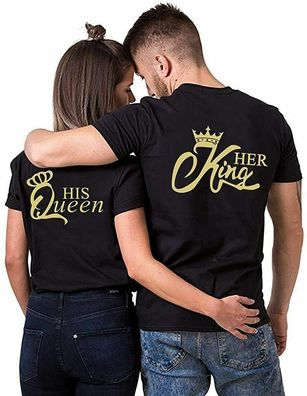 Blondie & Brownie Her King His Queen Partner Pärchen Valentin T-Shirt King Queen