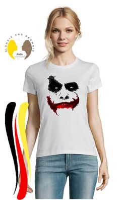 Blondie & Brownie Damen Fun T-Shirt Joker Clown Horror Karte Smile Gotham Nerd