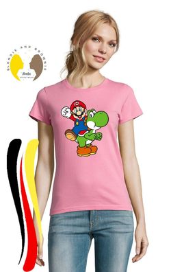 Blondie & Brownie Fun Damen Shirt Mario und Yoshi Nintendo Luigi Super Peach